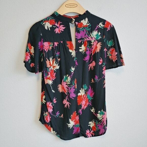 Maeve Anthropologie Floral Short Sleeve Blouse Sz XS - Picture 6 of 9